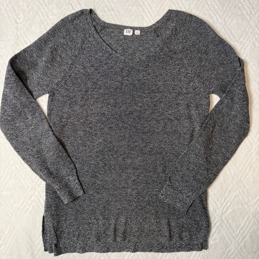 Cozy Minimalist GAP Gray Marled Knit Lightweight Sweater Women's Large